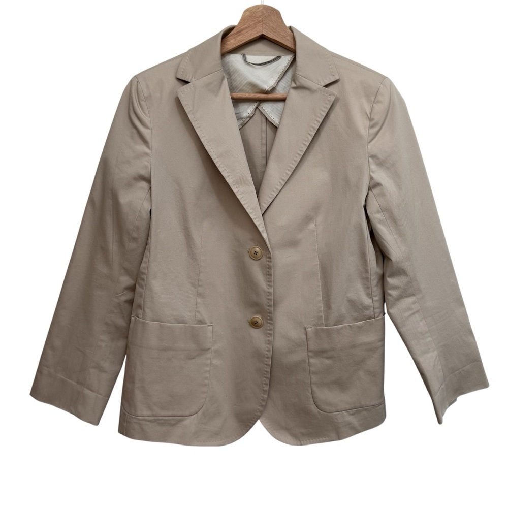 MaxMara Beige Single-Breasted Cotton Blazer